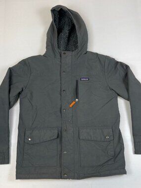 Patagonia Boys Infurno Jacket XL 14 Grey Fleece Lined Hooded Parka Fits Women S